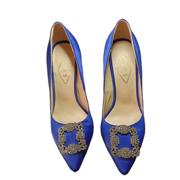 NWOT EKS Royal Satin Pumps W/Rhinestone Embellishments On Toe. - Picture 12 of 16